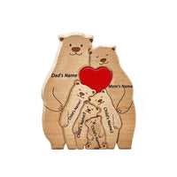 Puzzle en Bois "Famille d’Ours" Personnalisé