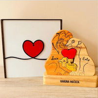 "Famille de Lions" Puzzle en Bois Personnalisé