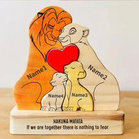 "Famille de Lions" Puzzle en Bois Personnalisé