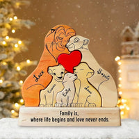 "Famille de Lions" Puzzle en Bois Personnalisé