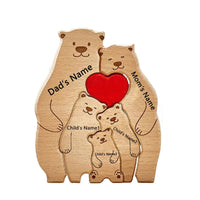 Puzzle en Bois "Famille d’Ours" Personnalisé