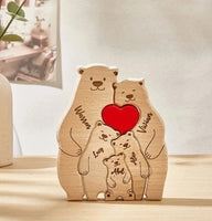 Puzzle en Bois "Famille d’Ours" Personnalisé