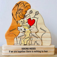 "Famille de Lions" Puzzle en Bois Personnalisé