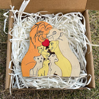 "Famille de Lions" Puzzle en Bois Personnalisé