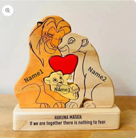 "Famille de Lions" Puzzle en Bois Personnalisé