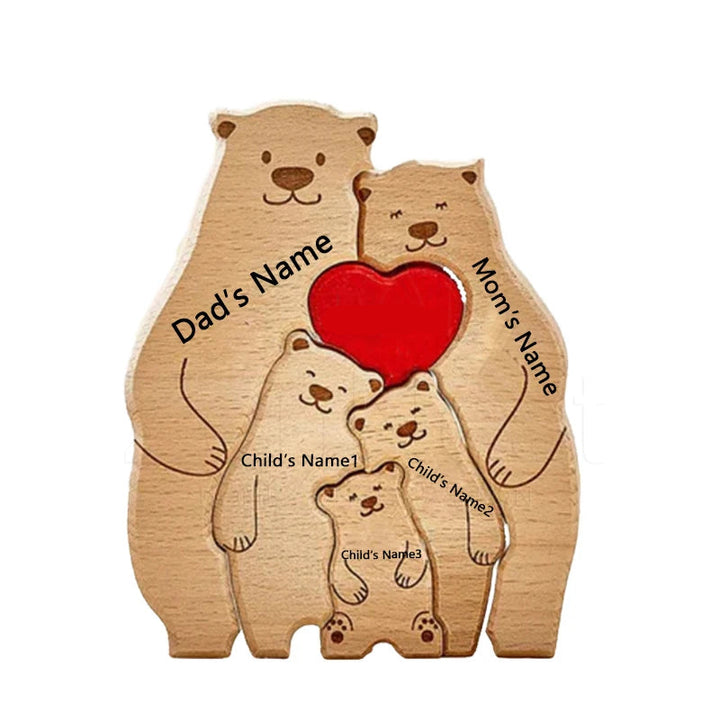 Puzzle en Bois "Famille d’Ours" Personnalisé