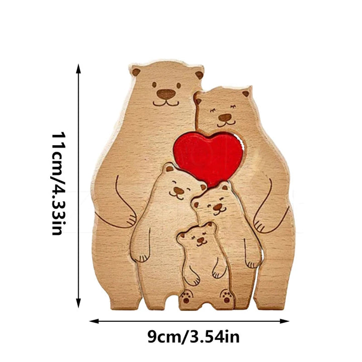 Puzzle en Bois "Famille d’Ours" Personnalisé